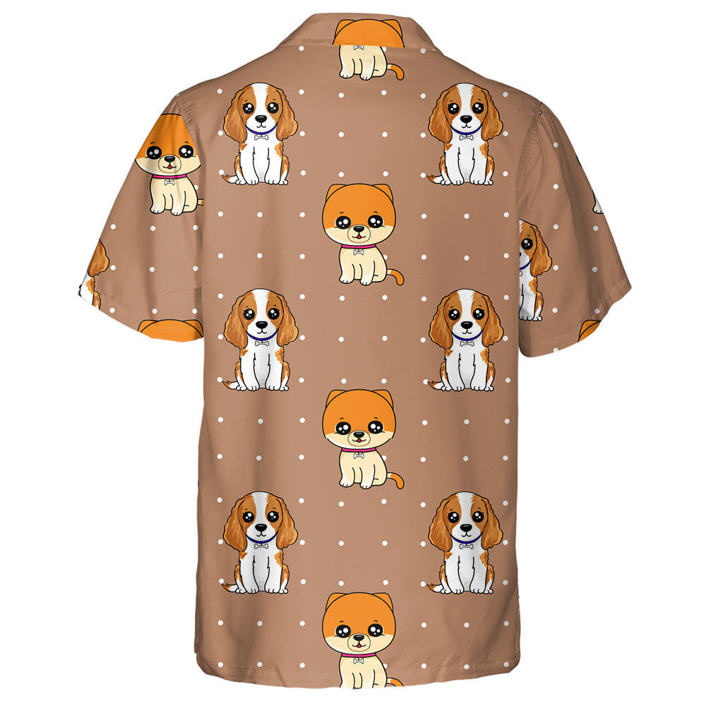 Pomeranian And Beagle Puppy With White Dots Hawaiian Shirt, Hawaiian Shirt Gift, Christmas Gift
