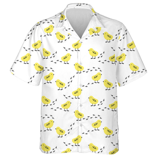 Cute Baby Yellow Chickens With Small Footprint Hawaiian Shirt, Hawaiian Shirt Gift, Christmas Gift