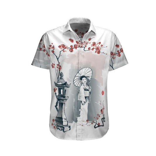 Japanese Sakura Cherry Blossom Woman Pattern Hawaiian Shirt,Hawaiian Shirt Gift, Christmas Gift