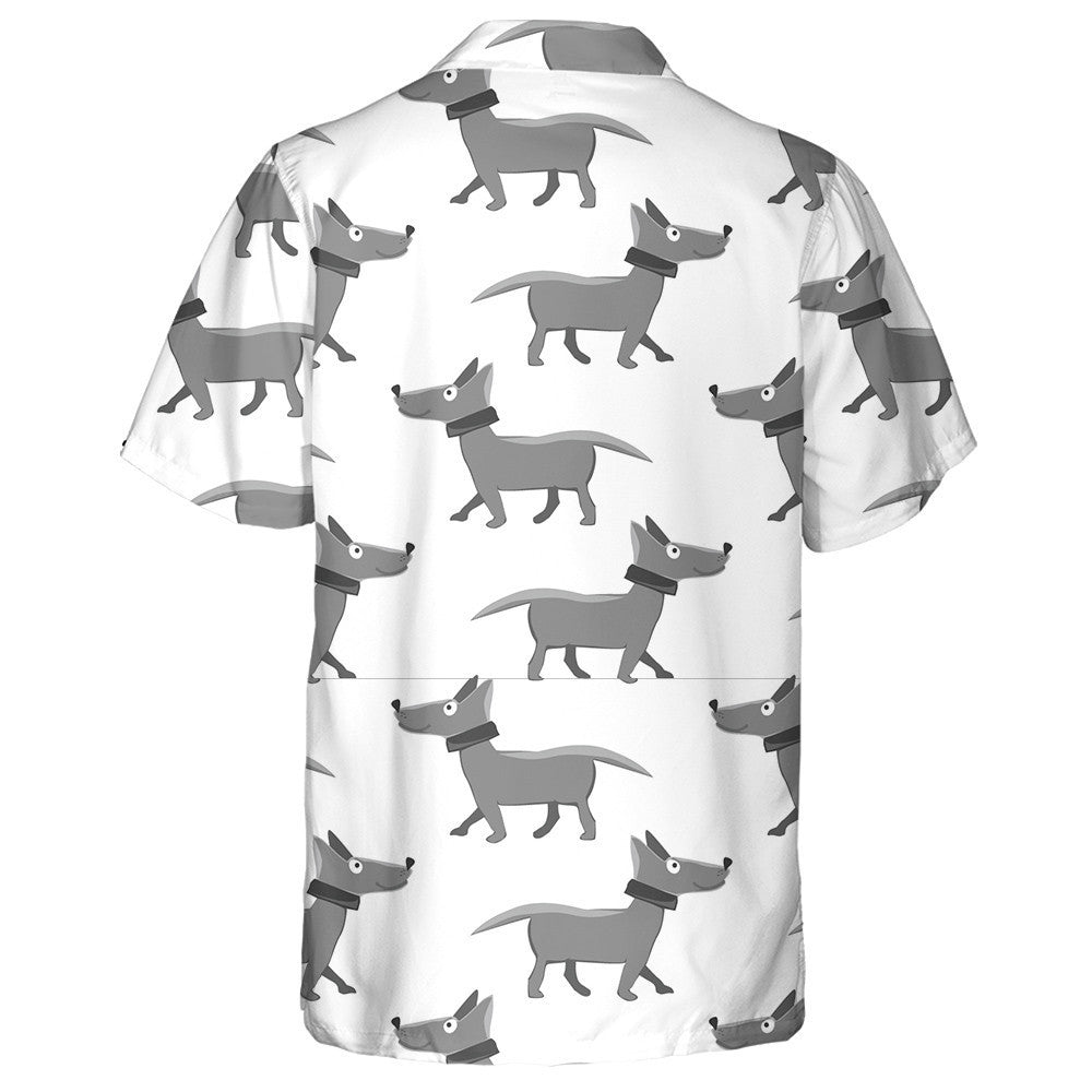 Cartoon Repeating Dog On White Isolated Background Hawaiian Shirt, Hawaiian Shirt Gift, Christmas Gift