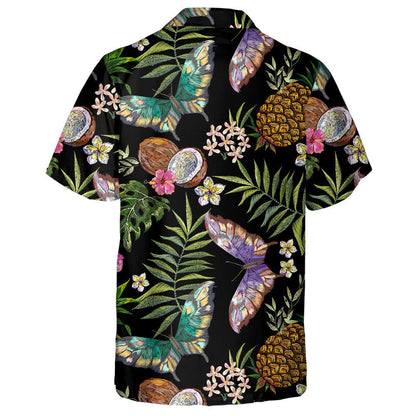 Téama Bróidnéireacht Bláthanna le Féileacáin Agus Léine Haváích cnó cócó, Bronntanas Léine Haváís, Bronntanas Nollag