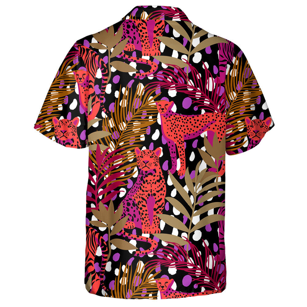 Leopard And Tiger Around Exotic Tropical Leaves Hawaiian Shirt, Hawaiian Shirt Gift, Christmas Gift