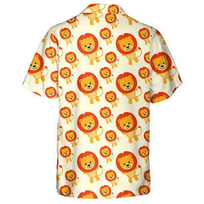 Cartoon Cute Lion Head On Orange Background Hawaiian Shirt, Hawaiian Shirt Gift, Christmas Gift