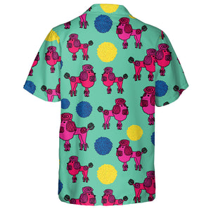 Cute Deep Pink Poodle And Bobbles Hawaiian Shirt,Hawaiian Shirt Gift, Christmas Gift