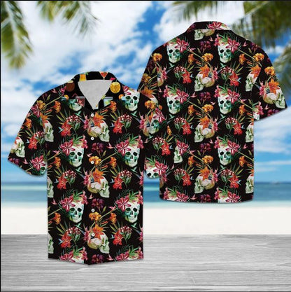 Funny Skull Into Tropical Jungle Design Hawaiian Shirt,Hawaiian Shirt Gift, Christmas Gift