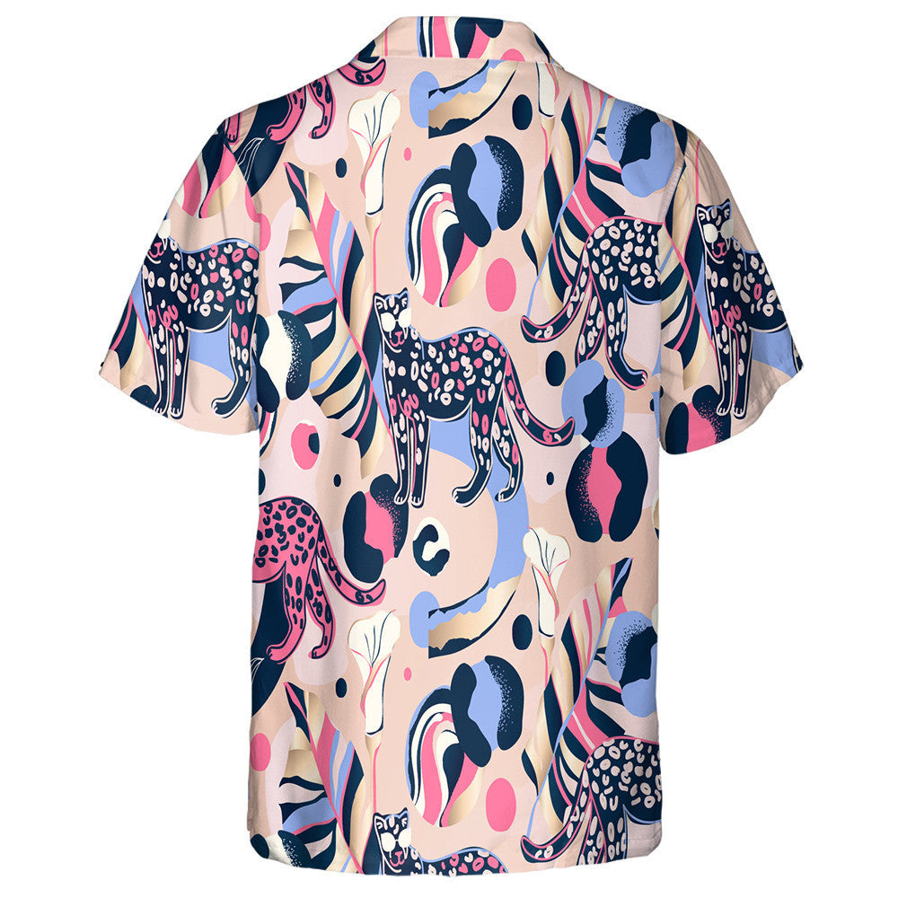 Modern Exotic Jungle Floral With Leopards Hawaiian Shirt,Hawaiian Shirt Gift, Christmas Gift
