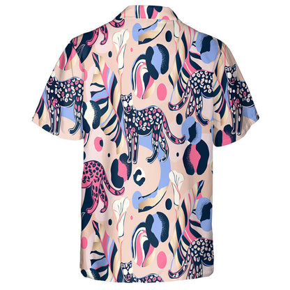 Modern Exotic Jungle Floral With Leopards Hawaiian Shirt,Hawaiian Shirt Gift, Christmas Gift