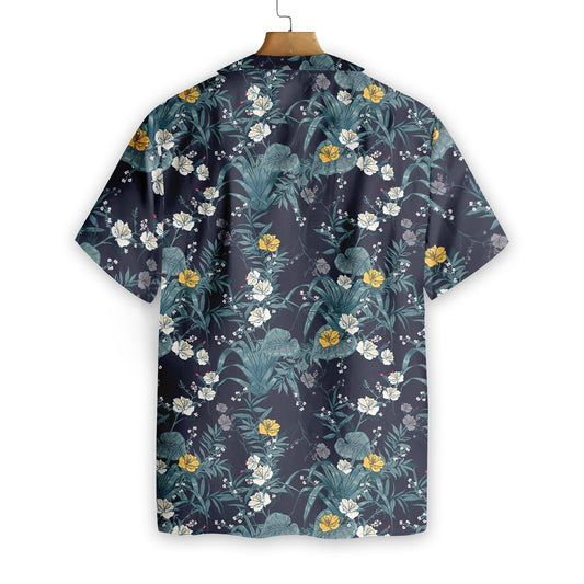 Floral On Dark Blue Background Design Hawaiian Shirt,Hawaiian Shirt Gift, Christmas Gift