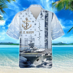 Appealing U.S.Navy Aircraft Carrier Design Hawaiian Shirt, Hawaiian For Gift