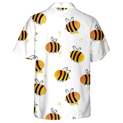 Watercolor Doodle Summer With Abstract Bumblebee Hawaiian Shirt, Hwaiian For Gift