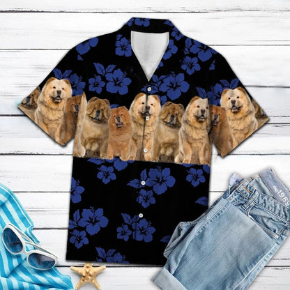 Grúpa Madra Chow Chow Uafásach Ar Phatrún Hibiscus Léine Haváís, Bronntanas Léine Haváís, Bronntanas Nollag