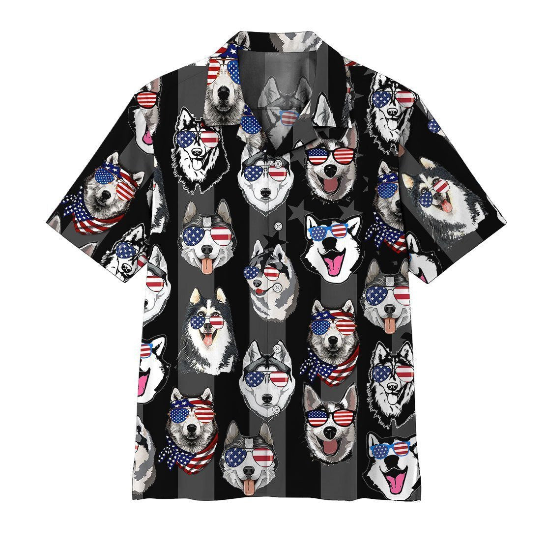 Husky American Seamless Background Design Hawaiian Shirt, Hawaiian For Gift