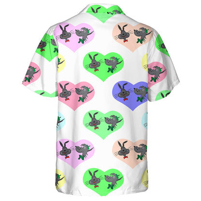 Hare And Wolf In The Colorful Heart Hawaiian Shirt, Hawaiian For Gift