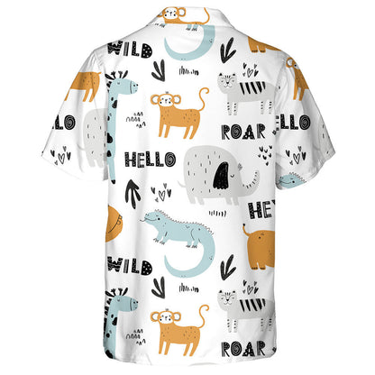 Dia duit Ainmhithe Sona Fiáin Sioráf Gorm Léine Haváís Cartún, Bronntanas Léine Haváís, Bronntanas Nollag