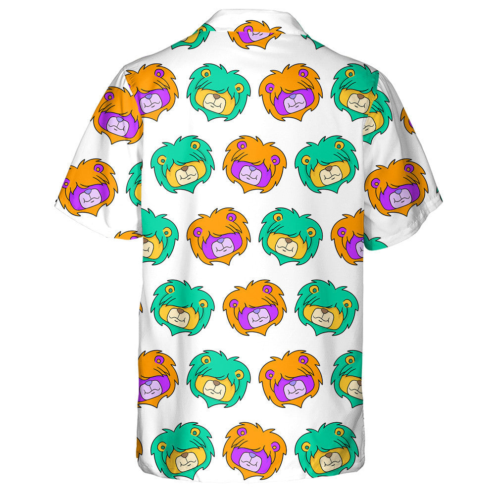 Colorful Funny Lion With Long Mane Hawaiian Shirt, Hawaiian For Gift