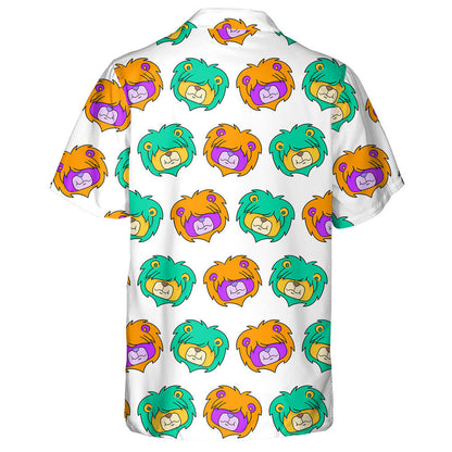 Colorful Funny Lion With Long Mane Hawaiian Shirt, Hawaiian For Gift