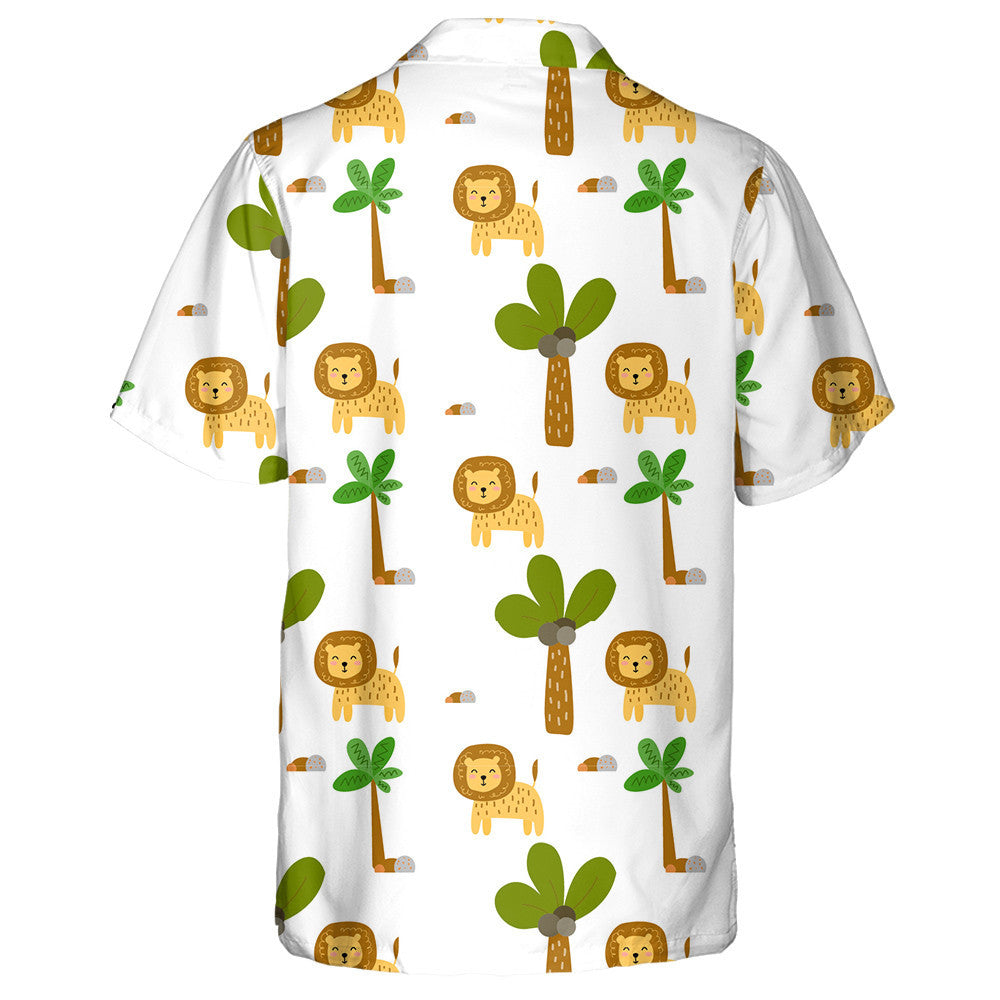 Safari Lion And Tropical Palm Tree Hawaiian Shirt,Hawaiian Shirt Gift, Christmas Gift
