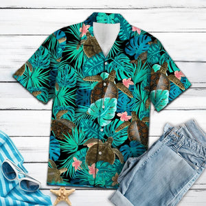 Awesome Turtle Tropical Forest Pattern Hawaiian Shirt, Hawaiian For Gift