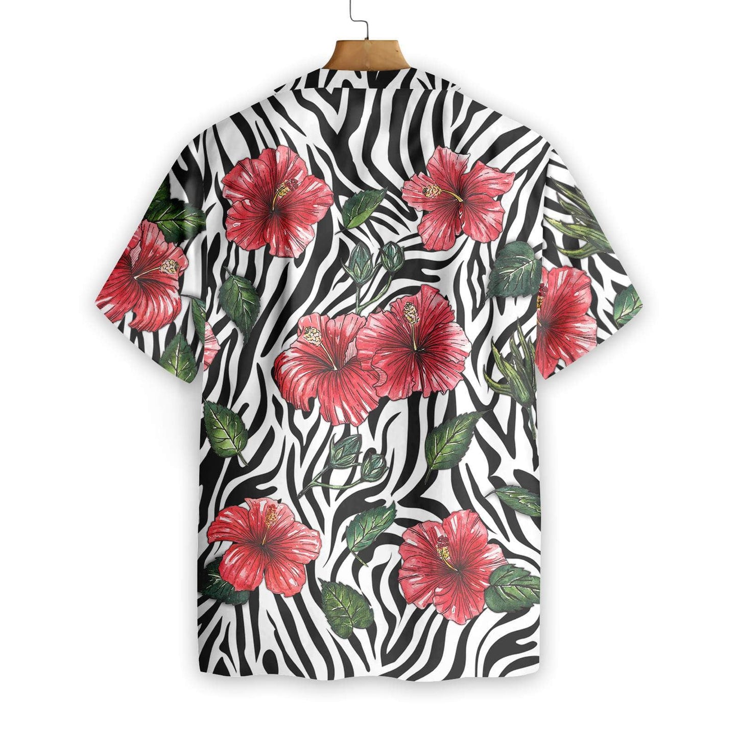 Hibiscus Zebra Watercolor Painting Art Pattern Hawaiian Shirt,Hawaiian Shirt Gift, Christmas Gift