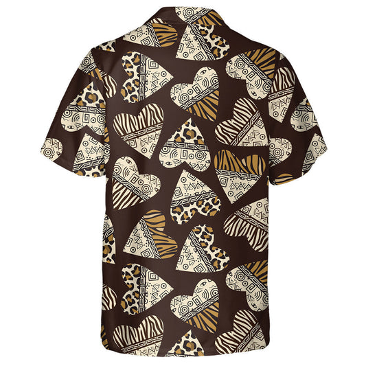 Leopard Spots Background With Hearts Animal Skin Hawaiian Shirt, Hawaiian Shirt Gift, Christmas Gift