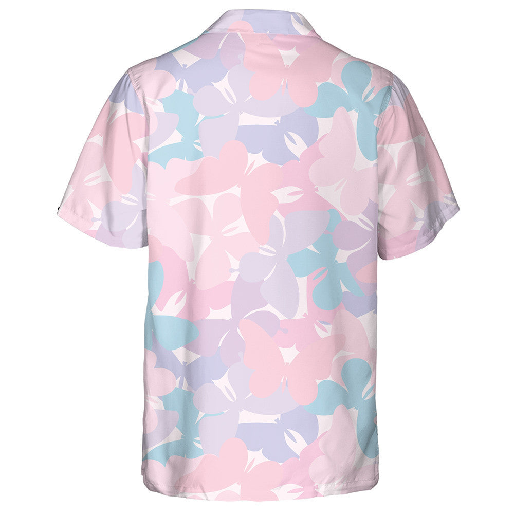 Pastel Girly Colorful Random Butterfly On White Hawaiian Shirt, Hawaiian Shirt Gift, Christmas Gift