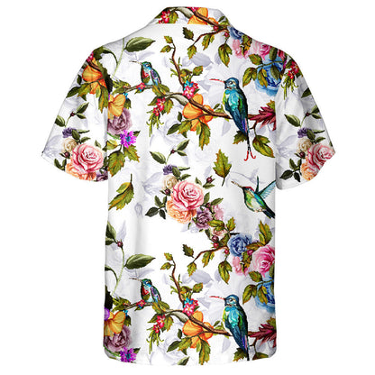 Humming Bird With Beautiful Rose And Peony Hawaiian Shirt, Hawaiian Shirt Gift, Christmas Gift