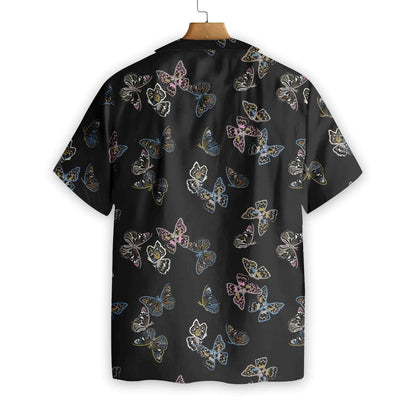 Into Darkness Paint Brush Butterflies Design Hawaiian Shirt, Hawaiian For Gift
