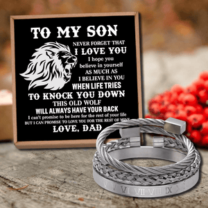 Dad To Son - Always Have Your Back Roman Numeral Bracelet Set