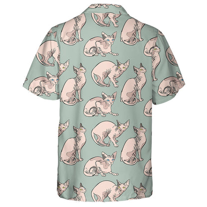 Pink Sphynx Cats In Cartoon Style Hawaiian Shirt,Hawaiian Shirt Gift, Christmas Gift