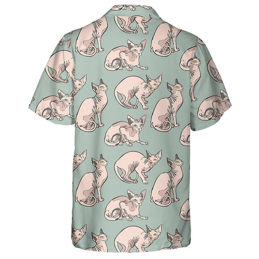 Pink Sphynx Cats In Cartoon Style Hawaiian Shirt,Hawaiian Shirt Gift, Christmas Gift