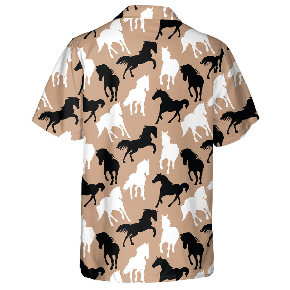 Silhouette Of Black And White Horses Hawaiian Shirt,Hawaiian Shirt Gift, Christmas Gift
