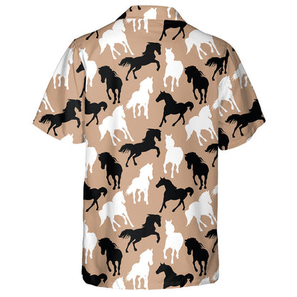 Silhouette Of Black And White Horses Hawaiian Shirt,Hawaiian Shirt Gift, Christmas Gift