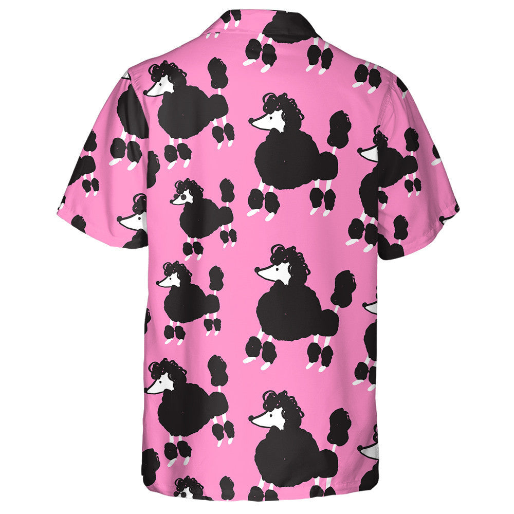 Black Poodle Dog And Paw On Pink Hawaiian Shirt, Hawaiian Shirt Gift, Christmas Gift