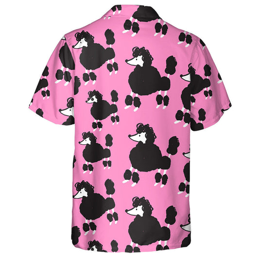 Black Poodle Dog And Paw On Pink Hawaiian Shirt, Hawaiian Shirt Gift, Christmas Gift