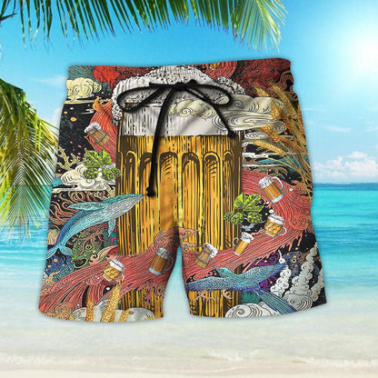 Beer Hawaiian Shirt - Beer Cup In Ocean Red Blue Hawaiian Aloha Hawaii Shirt - Hawaii Themed Gifts,Hawaiian Shirt Gift, Christmas Gift