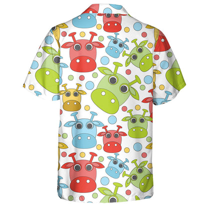 Colorful Cute Cow On White Doodle Style Hawaiian Shirt, Hawaiian Shirt Gift, Christmas Gift