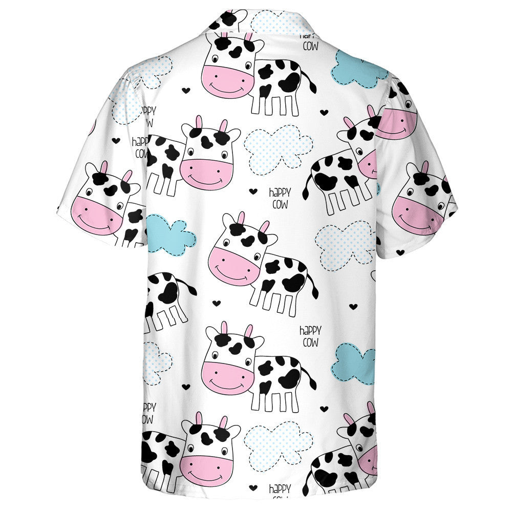 Happy Cow And Yellow Flower Doodle Style Hawaiian Shirt, Hawaiian Shirt Gift, Christmas Gift