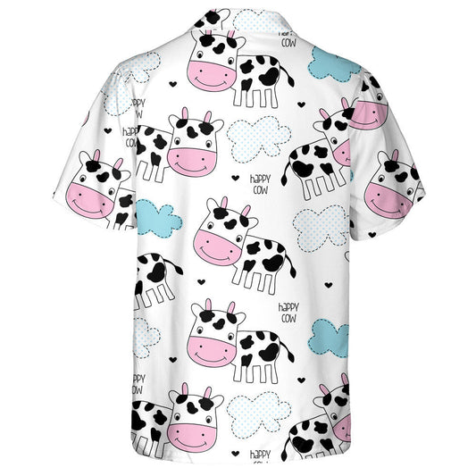 Happy Cow And Yellow Flower Doodle Style Hawaiian Shirt, Hawaiian Shirt Gift, Christmas Gift