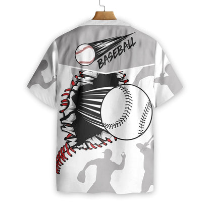 Baseball Wear Out White Pattern Hawaiian Shirt, Hawaiian For Gift