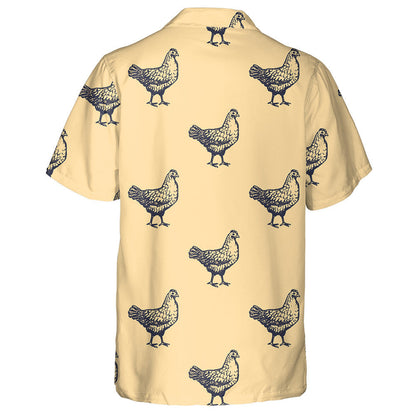 Retro Style Background With Black Chicken Hawaiian Shirt,Hawaiian Shirt Gift, Christmas Gift