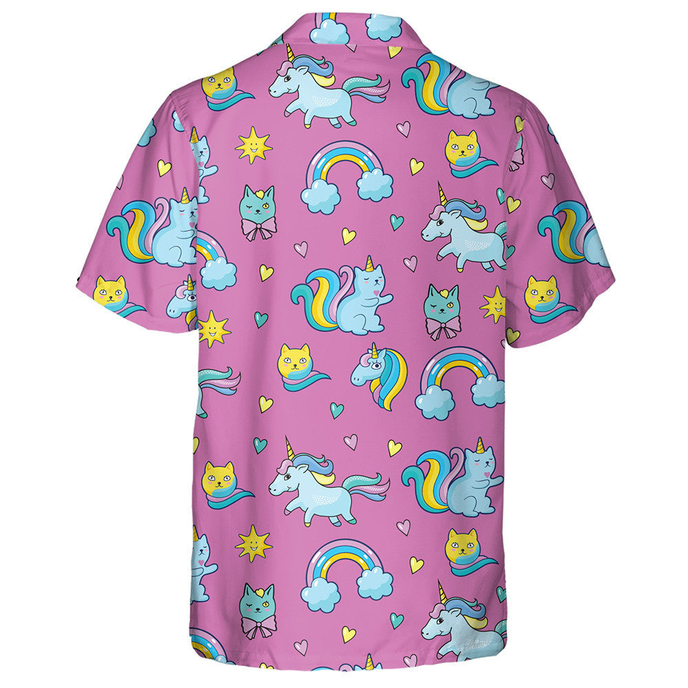 Pop Art Style Cats Unicorns And Rainbow Hawaiian Shirt, Hawaiian Shirt Gift, Christmas Gift
