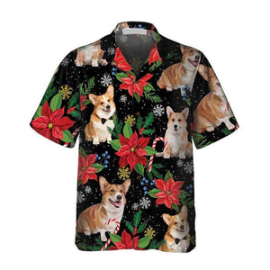 Corgi With Christmas Plants Hawaiian Shirt Gift For Dog Owners, Hawaiian Shirt Gift, Christmas Gift