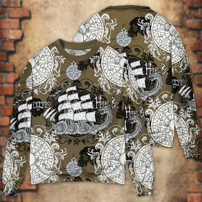 Dragon Old Ship Vintage Anchor Sea Life Ugly Christmas Sweater, Christmas Gift, Gift Christmas 2024