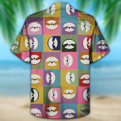 Sloth Happy Theme Pretty Ornamental Hawaiian Shirt,Hawaiian Shirt Gift, Christmas Gift