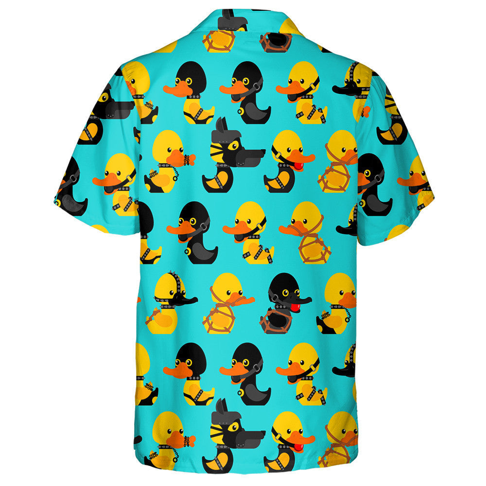 Rubber Duck In Black Suit Texture Hawaiian Shirt,Hawaiian Shirt Gift, Christmas Gift