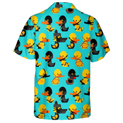 Rubber Duck In Black Suit Texture Hawaiian Shirt,Hawaiian Shirt Gift, Christmas Gift