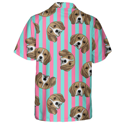 Face Of Beagle Dog On Striped Background Hawaiian Shirt, Hawaiian Shirt Gift, Christmas Gift