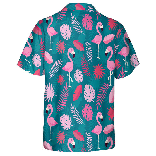 Multicolored Tropical Leave And Cute Flamingo Hawaiian Shirt,Hawaiian Shirt Gift, Christmas Gift