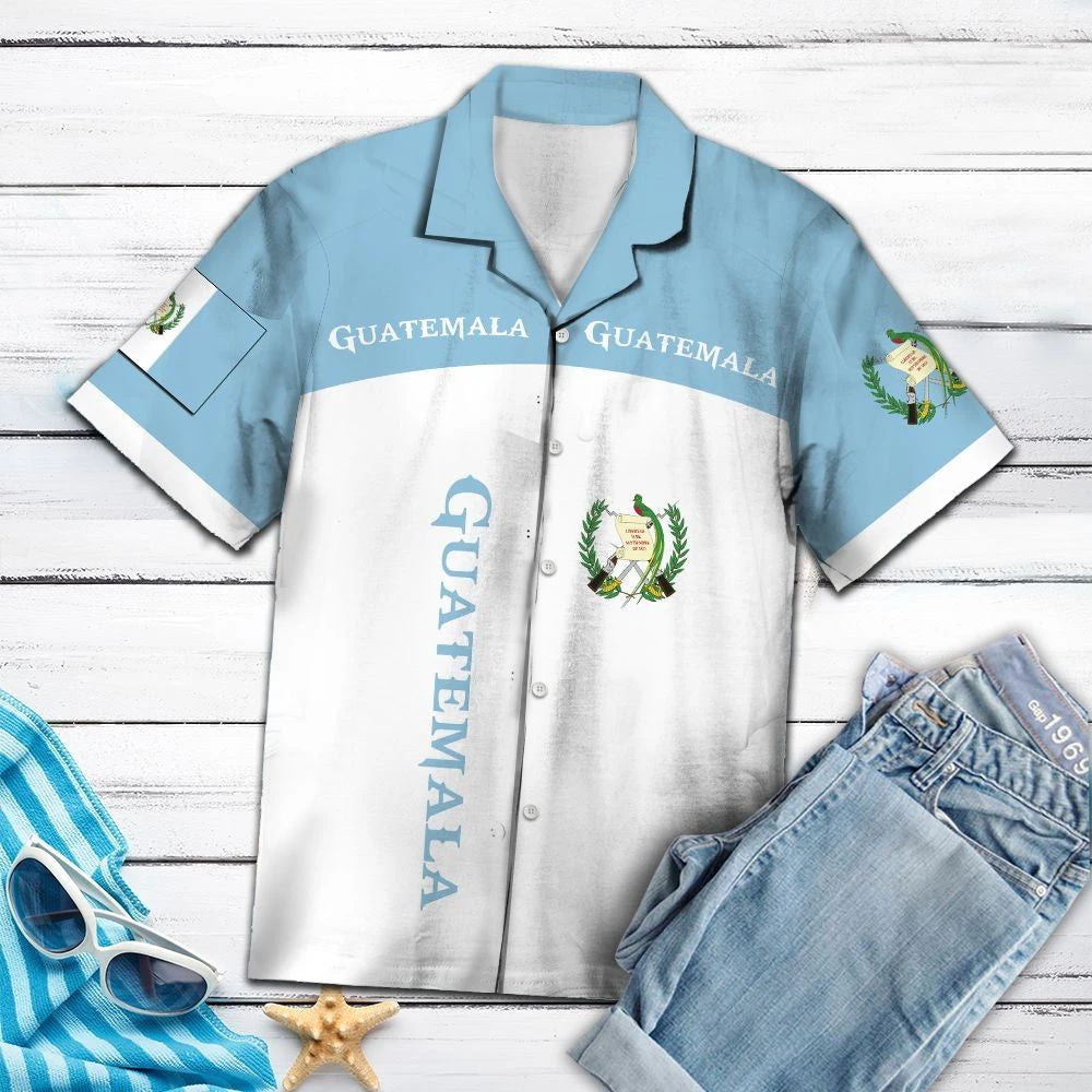 Blue And White Guatemala Latino American Pattern Hawaiian Shirt, Hawaiian Shirt Gift, Christmas Gift