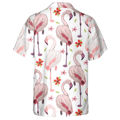 Beautiful Light Pink Flamingo With Small Flowers Hawaiian Shirt, Hawaiian Shirt Gift, Christmas Gift